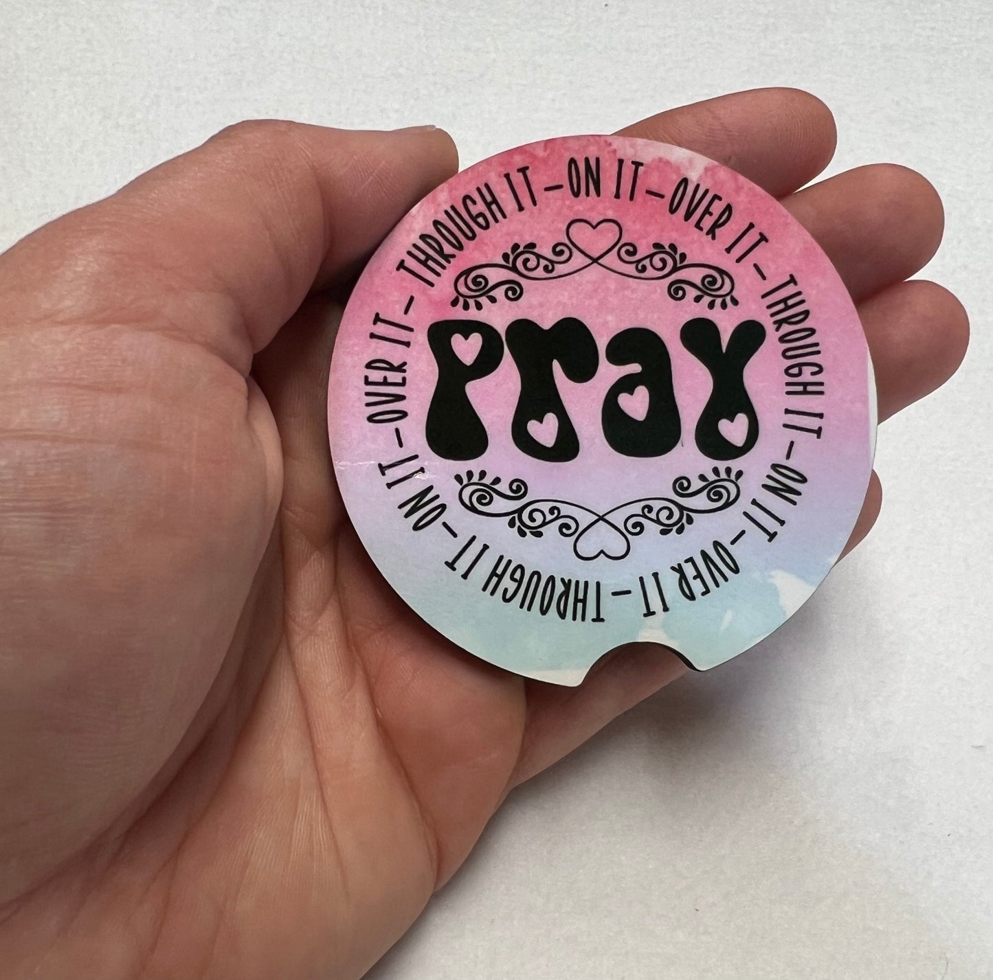 Car coasters PRAY watercolor